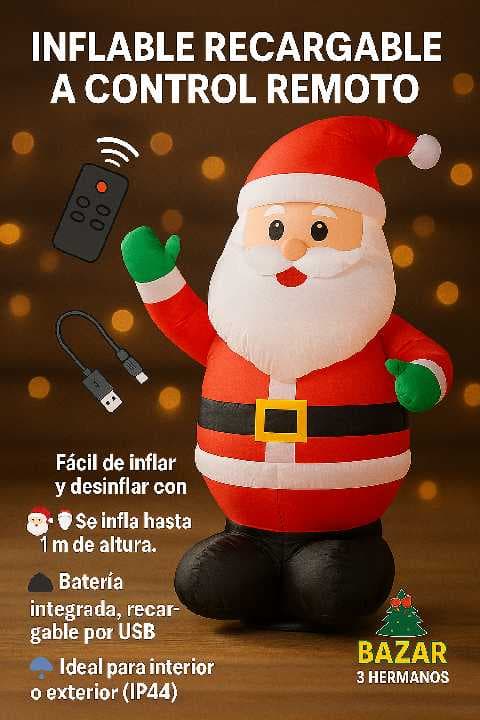 santa claus inflable a control remoto