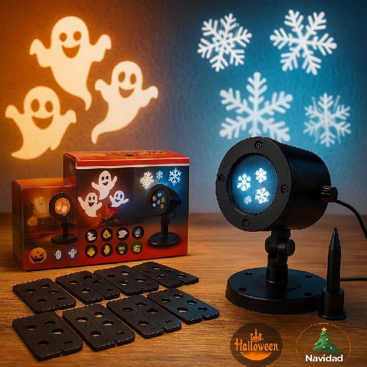 proyector 2 en 1 , halloween y navidad