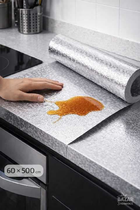adhesivo de aluminio para cocina 60cm x 5m