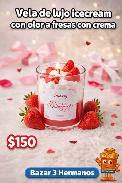velas aromaticas premium (olor fresas con crema )