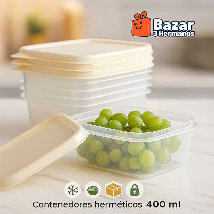 contenedor hermetico kit de 4 (400 gr c/u)