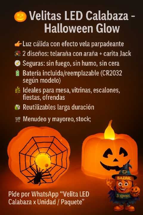 velitas led calabaza o araña