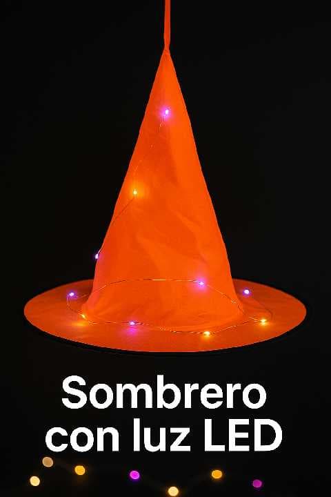 sombrero de bruja con luz led