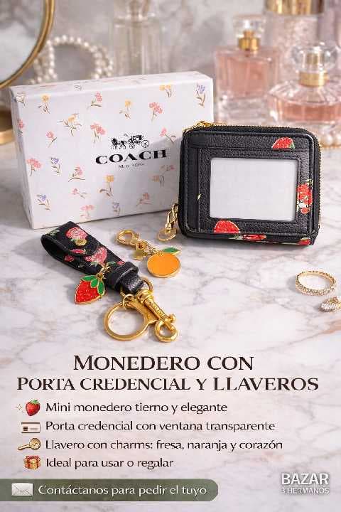 cartera coch con llavero y charms