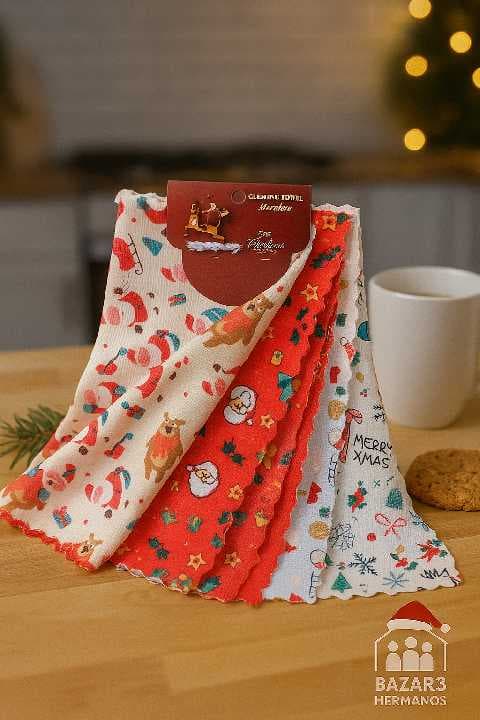 trapos de cocina navideños 5 piezas