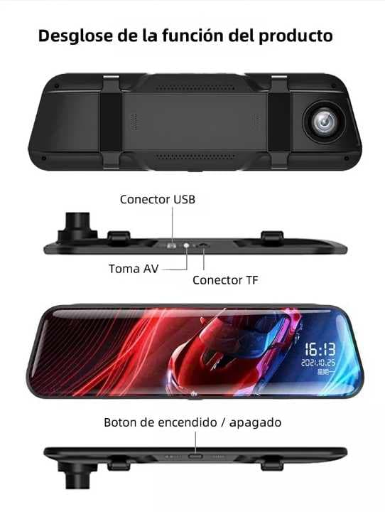 retrovisor con camara frontal y camara de reversa touch 2