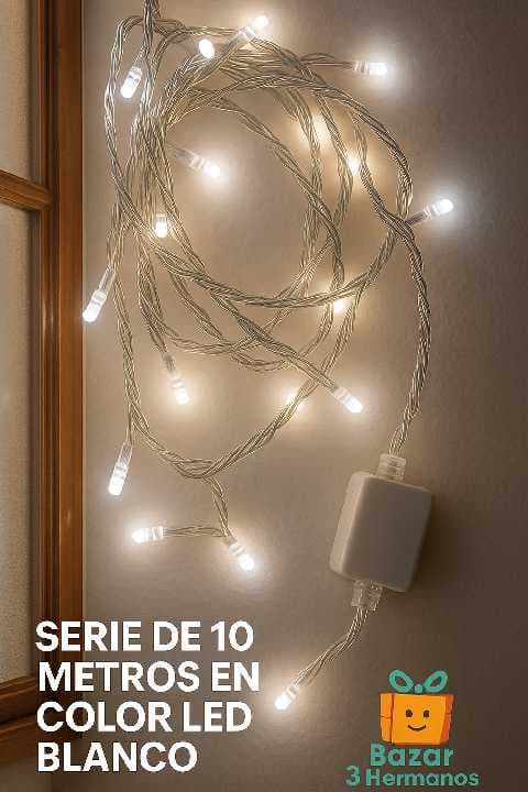 serie navideña blanca 10metros 100leds