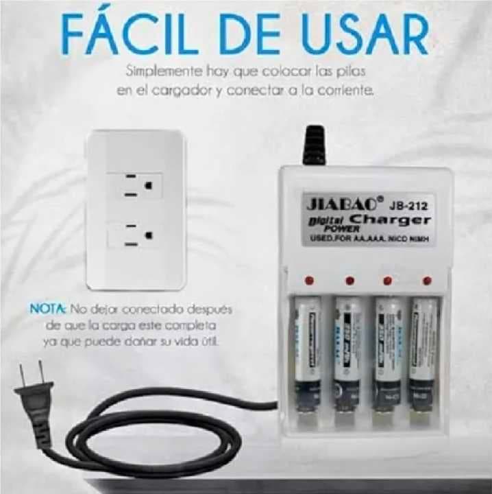 4 baterias AA recargables con cargador ptt 3