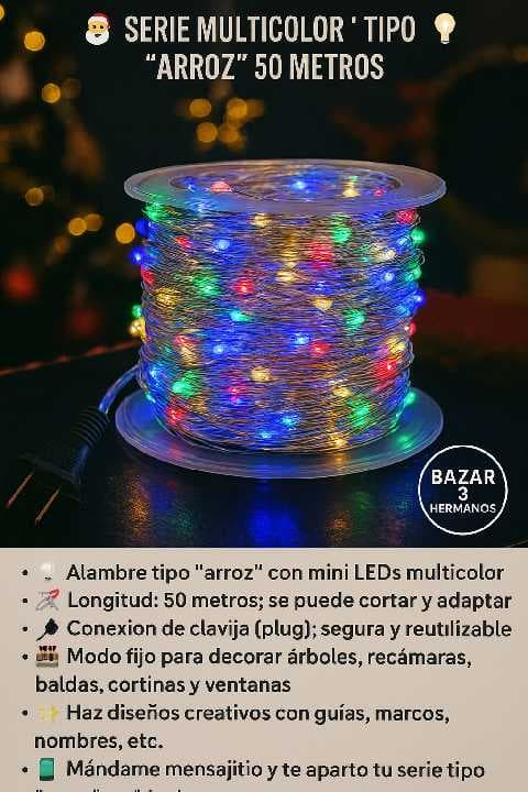 Serie multicolor tipo arroz 50 metros