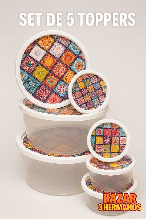 recipientes circulares mandala 7 piezas