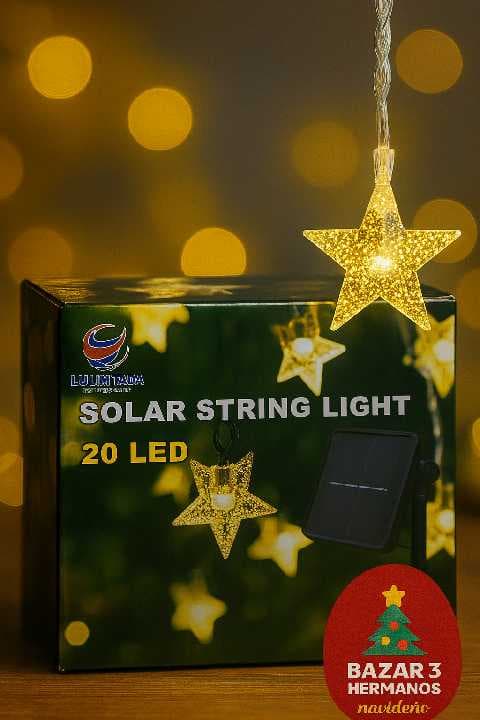 SERIE SOLAR CON FIGURA DE ESTRELLA DE 3 M COLOR CALIDO