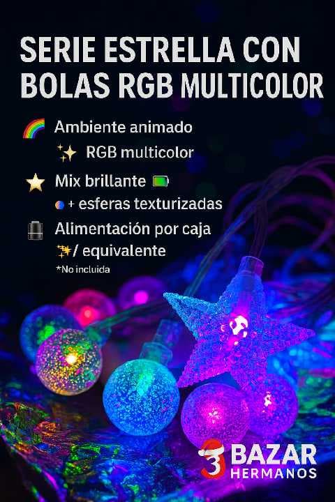 SERIE DE GLOBO CON ESTRELLA MULTICOLOR DE 3M