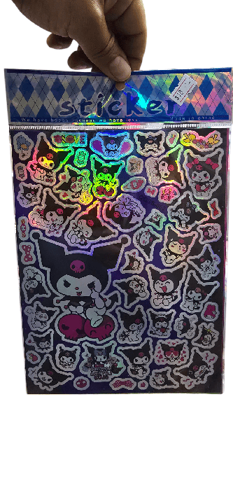 planilla de sticker metalico kuromi
