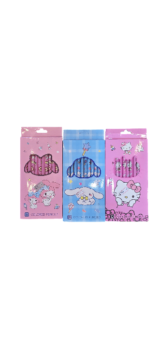 paquete con 12 colores de madera colores sanrio
