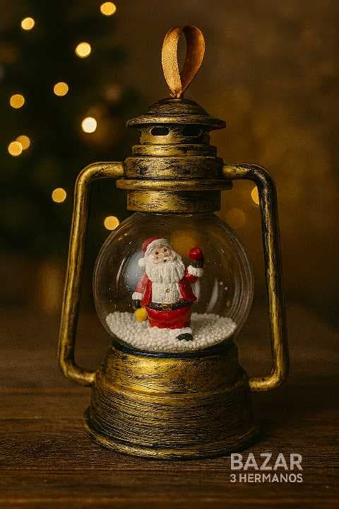 Farol navideño con esfera de santa