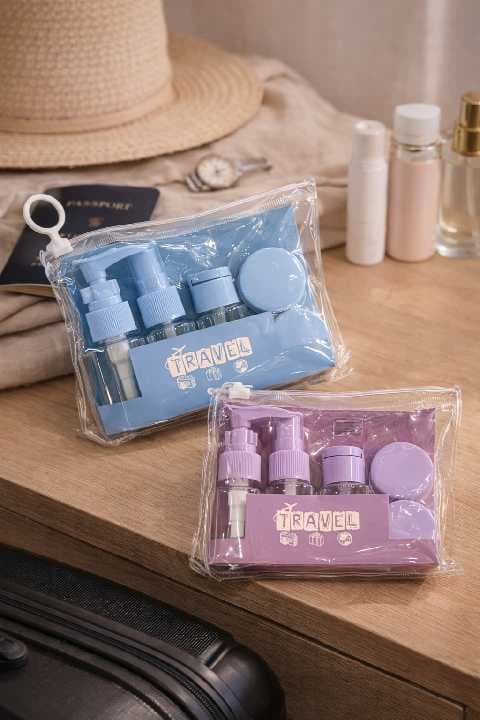 set de viaje para crema, locion, masccarillas etc