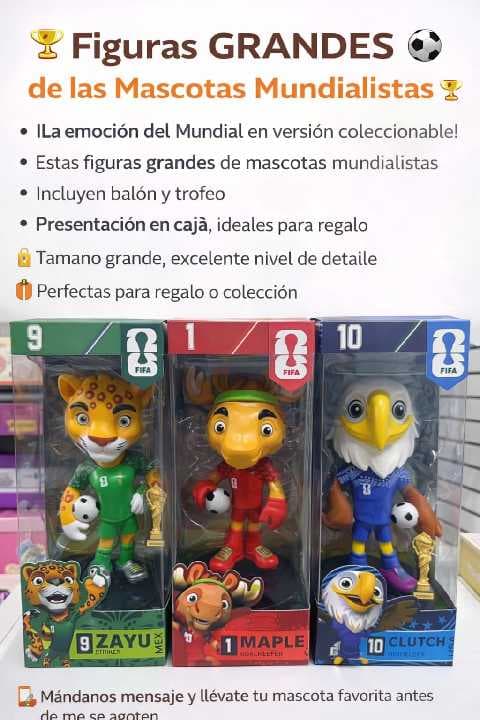 colección de mascotas mundialistas 2026 tamaño grande