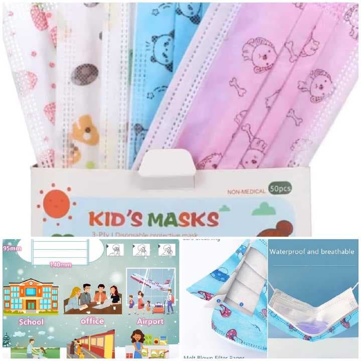 caja de cubrebocas infantil con 50 pzs